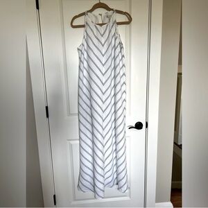 J.CREW Linen White & Blue Striped Dress - Size 4
